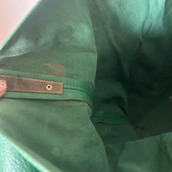 Anthropologie Green Faux Leather Tote Bag Large Shoulder Handbag Everyday Casual - Picture 7 of 9